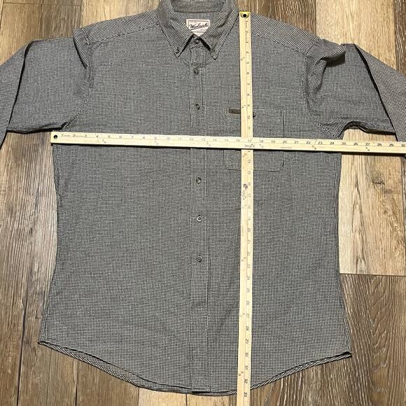 VTG Woolrich Houndstooth Long Sleeve Button Down Shirt L Gray Work Pocket Cotton - Picture 5 of 5